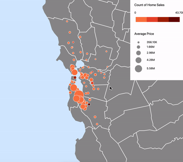 Average Home Price and Count of Home Sales in the Bay Area (2015 - 2020) Interactivity1